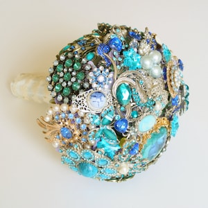 Bridal All Brooch Wedding Bouquet  Deposit - DEPOSIT Vintage, heirloom, artificial bouquet jewel bouquet Medium