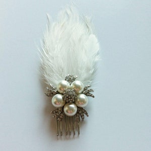 Feather Bridal Hair Comb With Pearls Diamante Etsy Feather Bridal Hair Comb With Pearls Diamante Etsy