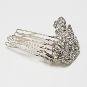 Glitzy Vintage style leaf diamante crystal Bridal hair mini comb - Wedding accessory / Hairpiece