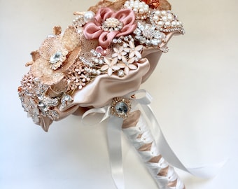 Rose Gold Bridal Brooch jewel wedding Bouquet