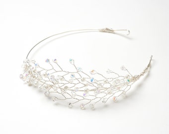 Sparkly crystal and Pearl Bridal Side Tiara - Made to Order - Wedding