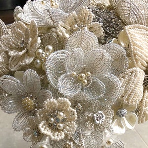 Balance payment for Bridal Beaded Wedding Bouquet, Modern Bride Accessories, Boho Bouquet Neutral, Sparkly Wedding, MEDIUM