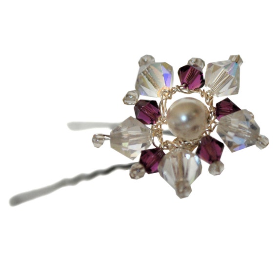 Set of 6 - Swarovski Elements Crystal Bobby Pins - Purple - Etsy display picture 3