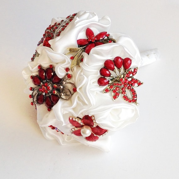 Bridal Fabric Flower Brooch Wedding Bouquet Made to Order