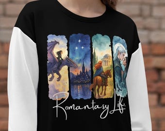 Romantasy Life Sweatshirt, Watercolor Bookish Art sweater, BookTok inspired apparel