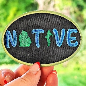Michigan Native State Embroidered Patch, Mitten/UP Iron-on State Pride applique