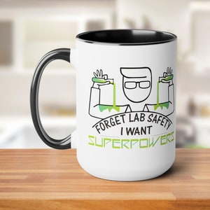 Lab Safety Superpowers Science Mug, Funny male chemistry teacher nerdy gift