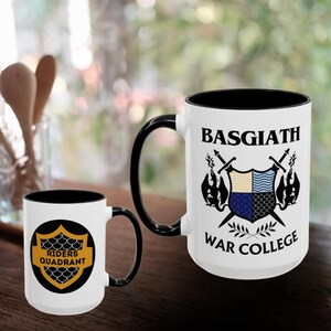 Fourth wing two-toned mug, Basgiath War College crest, Dragon Riders quadrant coffee cup