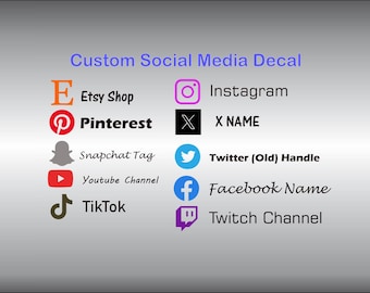 Custom Personalized Social Medal Decal Stickers, Instagram and Facebook car vinyl window decal