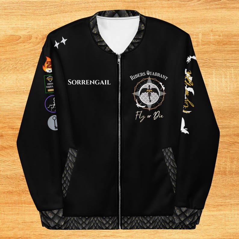 Custom Fourth Wing Flight Jacket, Quest squad, Dragon riders quadrant, Basgiath war college, Fourth Wing Merch, cosplay jacket, onyx storm