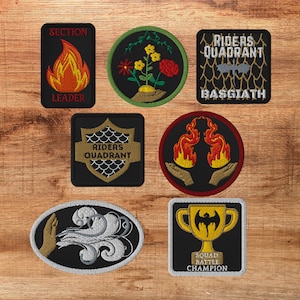 Patch do Quadrante dos Cavaleiros da Quarta Asa, Cosplay de Basgiath, Seção da Chama, Portador do Vento, Bordado Termocolante