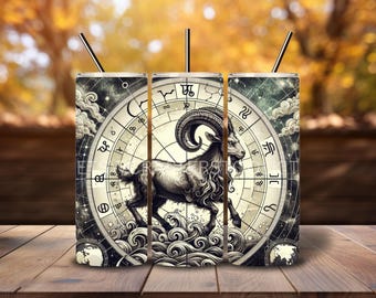 Aries Ram Sign Tumbler Wrap 20 Oz Skinny Tumbler Sublimation Design Design Digital download PNG DIGITAL ONLY Zodiac Ram Goat