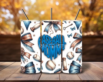 Baseball Momma with BowsTumbler Wrap 20 Oz Skinny Tumbler Sublimation Design Design Digital download PNG DIGITAL ONLY Golfing Golfer