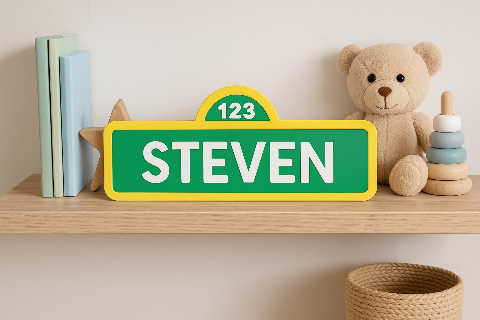 Personalized Street Style Sesame Sign Name, Name Plate, Nursery, Kids Room Sign, Nameplate Kid, Book Shelf