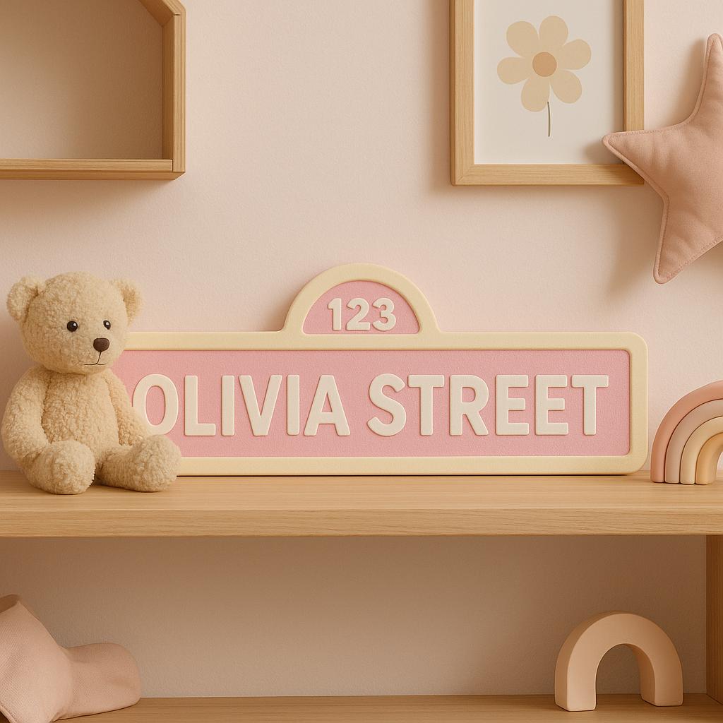 Personalized Street Style Sesame Sign Name, Name Plate, Nursery, Kids Room Sign, Nameplate Kid, Book Shelf