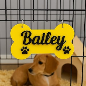 Targa personalizzata con nome per animali domestici: targhetta personalizzata a forma di osso per gabbia, porta o ciotola