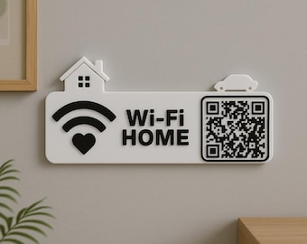 Letrero de código QR de Wi-Fi personalizable: Decoración moderna para el hogar