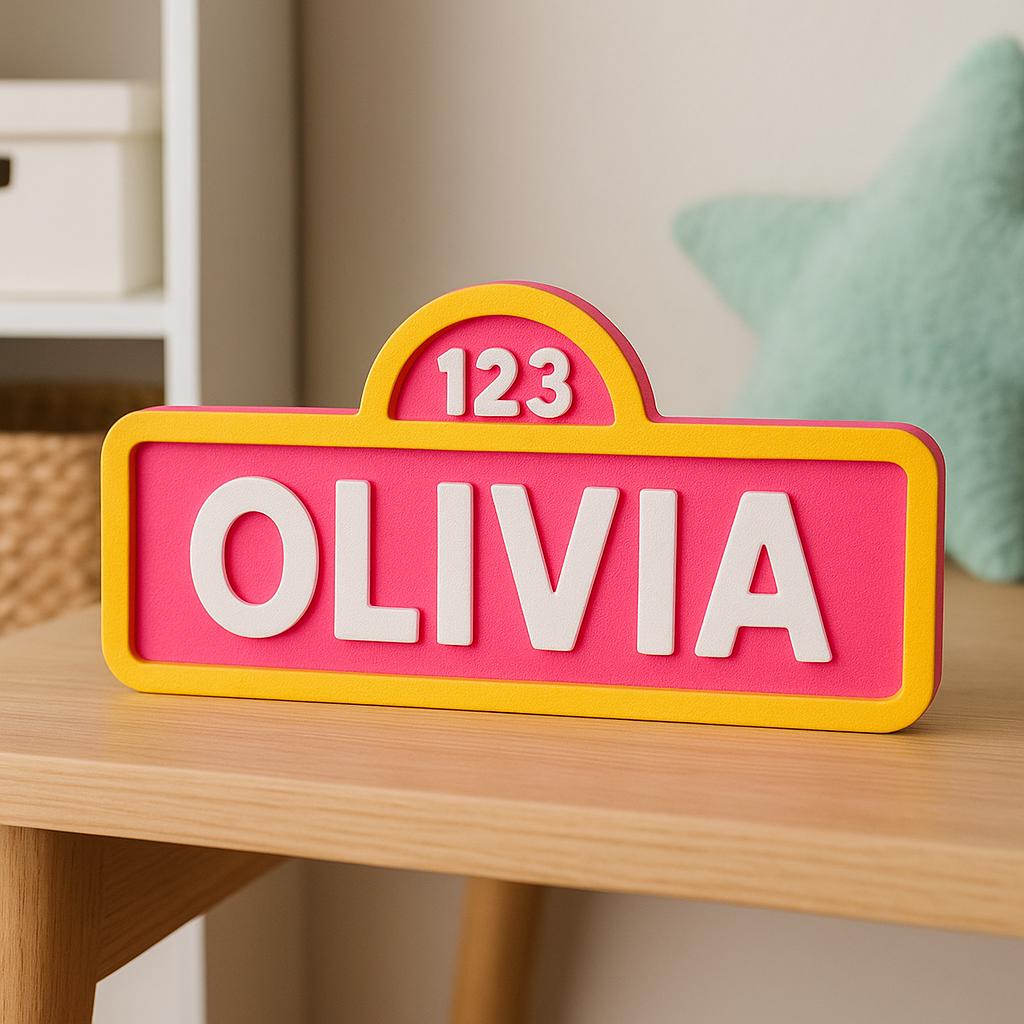 Personalized Street Style Sesame Sign Name, Name Plate, Nursery, Kids Room Sign, Nameplate Kid, Book Shelf