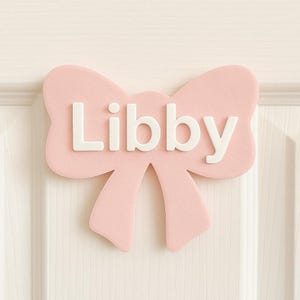 Custom Girls Name Bedroom Door Sign / Bow