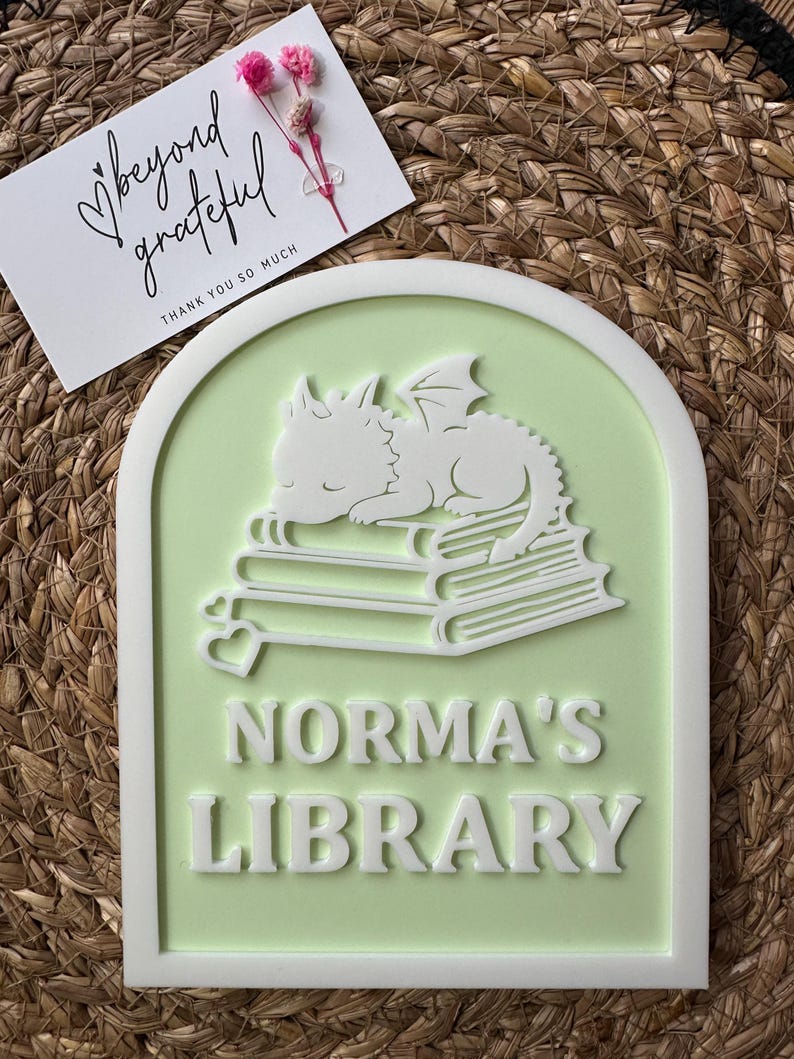 Personalized Library Sign, 3D Printed Book Nook Decor - Etsy