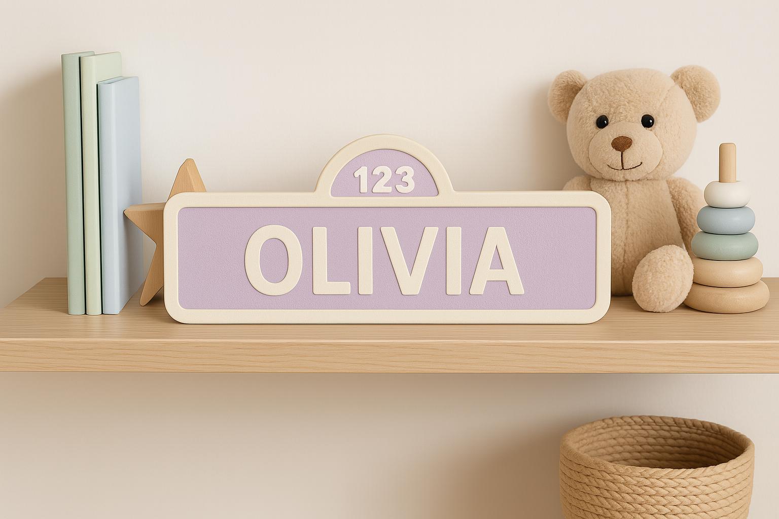 Personalized Street Style Sesame Sign Name, Name Plate, Nursery, Kids Room Sign, Nameplate Kid, Book Shelf