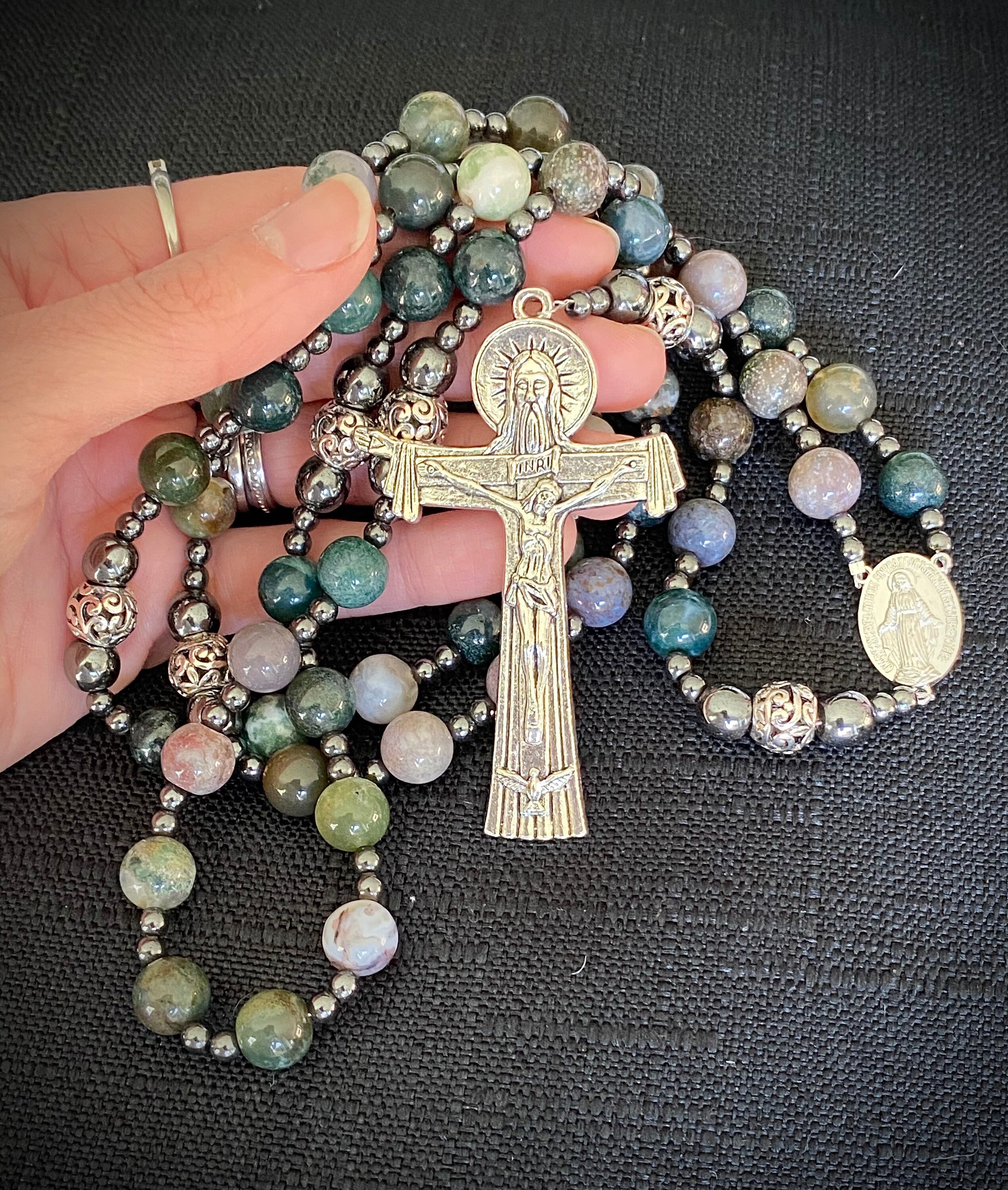 Large rosary beads Agate hematite decorative rosary beads. Etsy