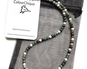 Indian Agate and fresh water pearl necklace. Hand made gemstone necklace. Delicate necklace. Ladies beaded necklace. Australian seller.