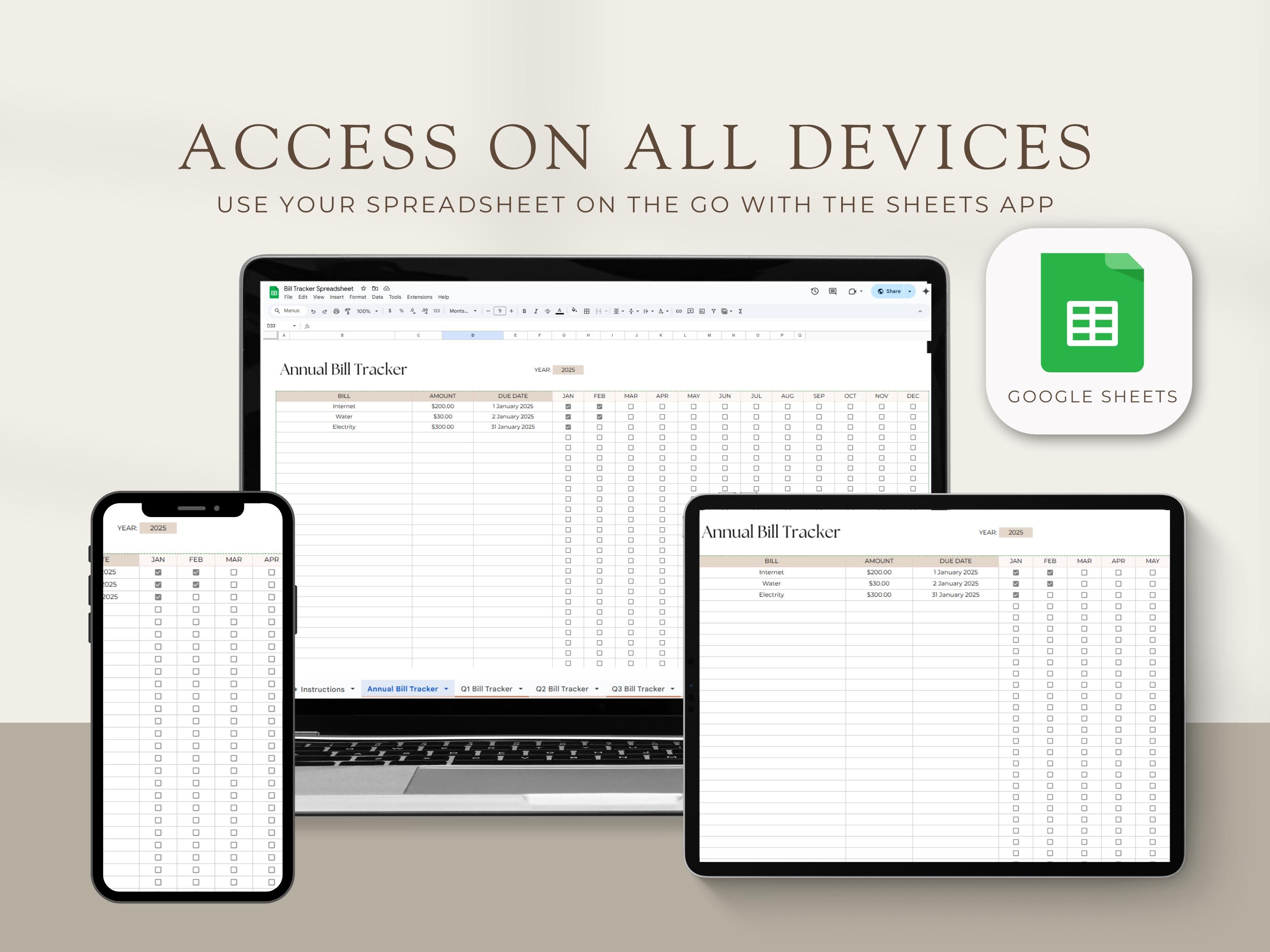 Bill Tracker Spreadsheet: Google Sheets & Excel Template - Etsy