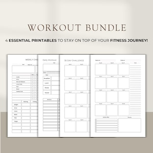Fitness Planner, Printable Health and Fitness Planner Bundle, Fitness Journal, Weight Loss Journal, Meal Planner, Workout Trackers Template
