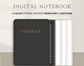 Minimalist Digital Notebook: Hyperlinked Journal with 66 Page Templates (Digital Download)