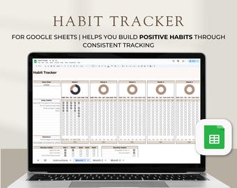 Habit Tracker Spreadsheet: Daily, Weekly, Monthly Goal Planner (Google Sheets Template)
