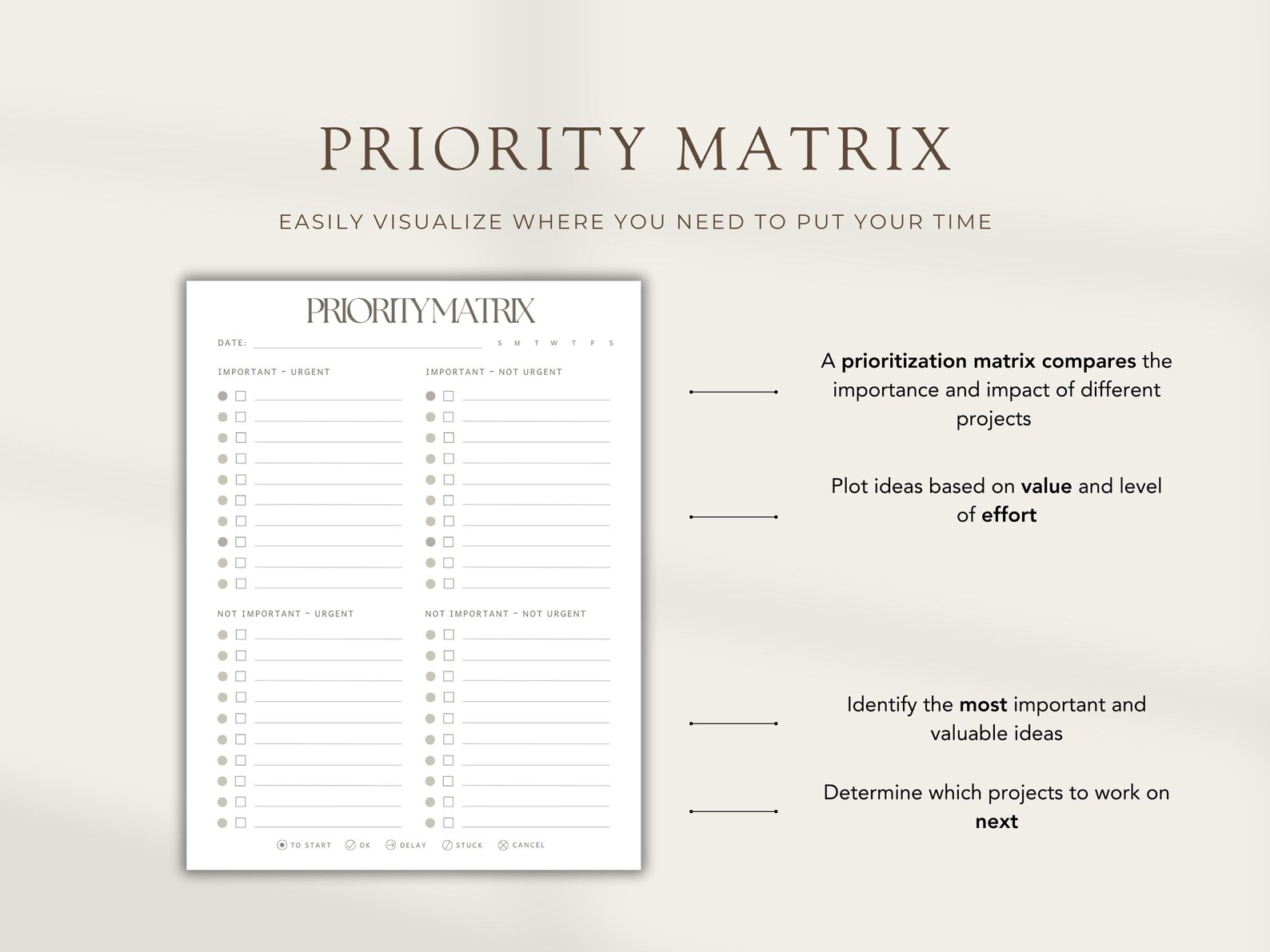 To Do List Planner Template | Priority Matrix | Checklist | Fillable ...