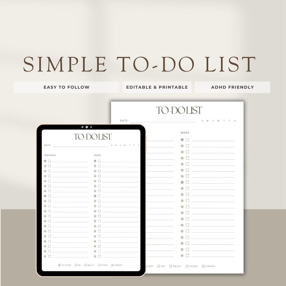 Minimalist To-do List Template: Simple Task Planner (printable PDF) - Etsy
