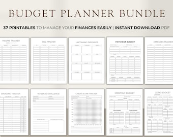 Budget Planner Printable Bundle: 37 Finance Trackers (PDF)