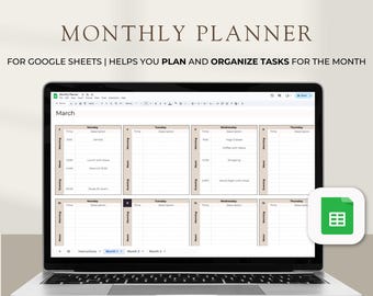 Maandplanner-spreadsheet voor Google Spreadsheets: takenlijstsjabloon (digitale download)