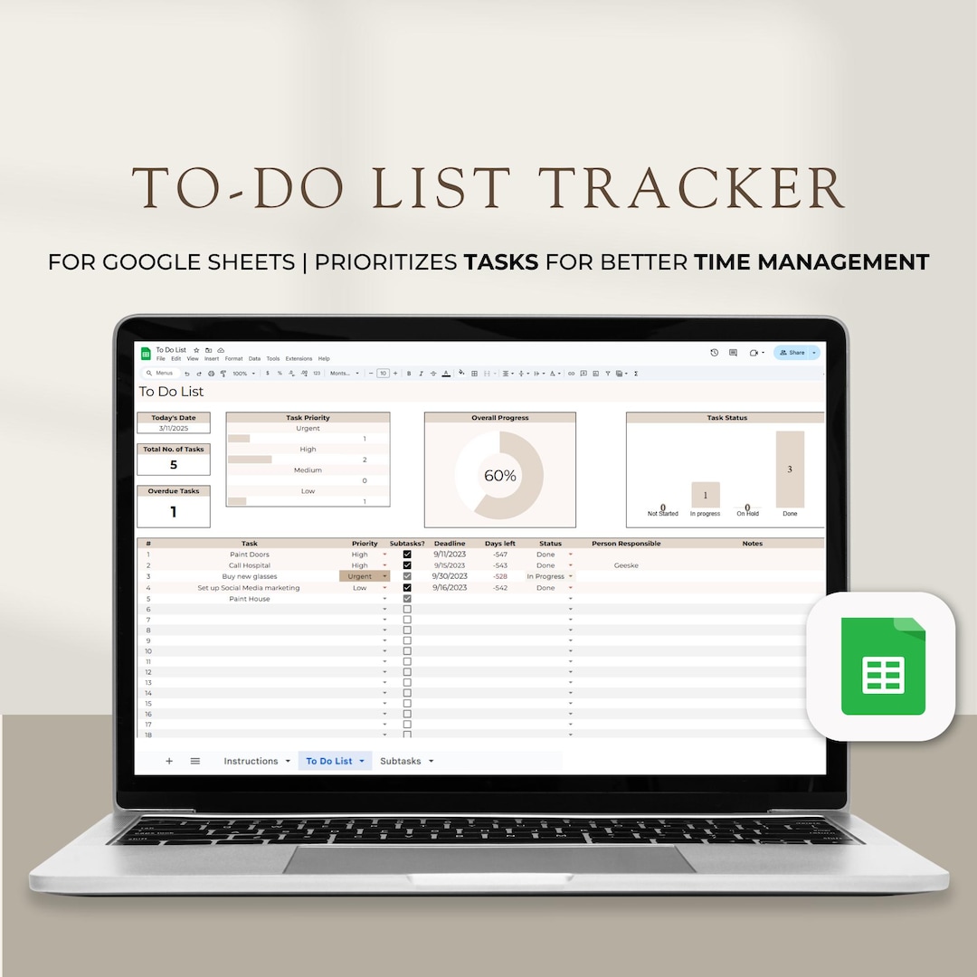 To Do List Task Tracker Template Productivity ADHD Friendly Planner ...