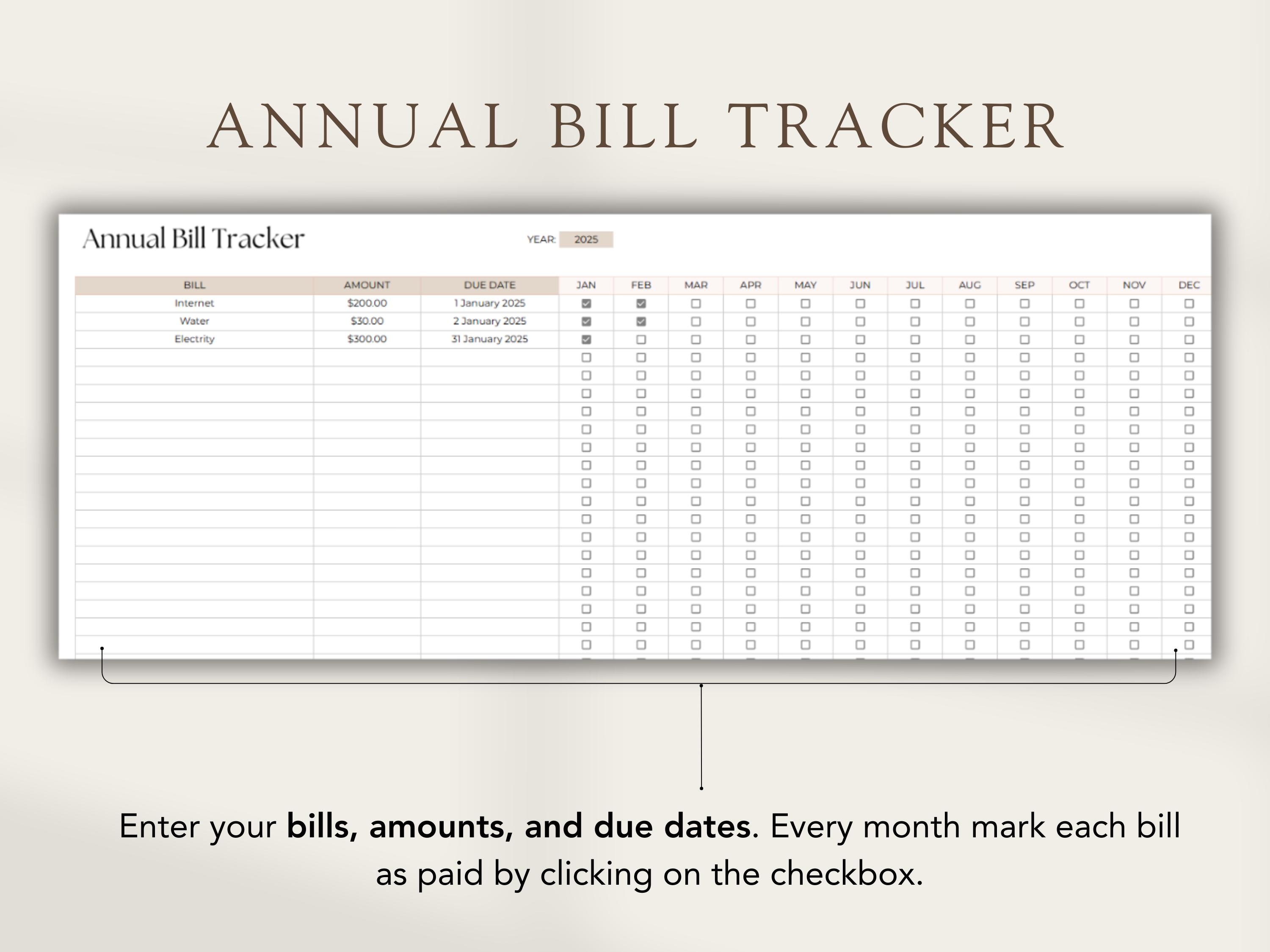 Bill Tracker Spreadsheet: Google Sheets & Excel Template - Etsy