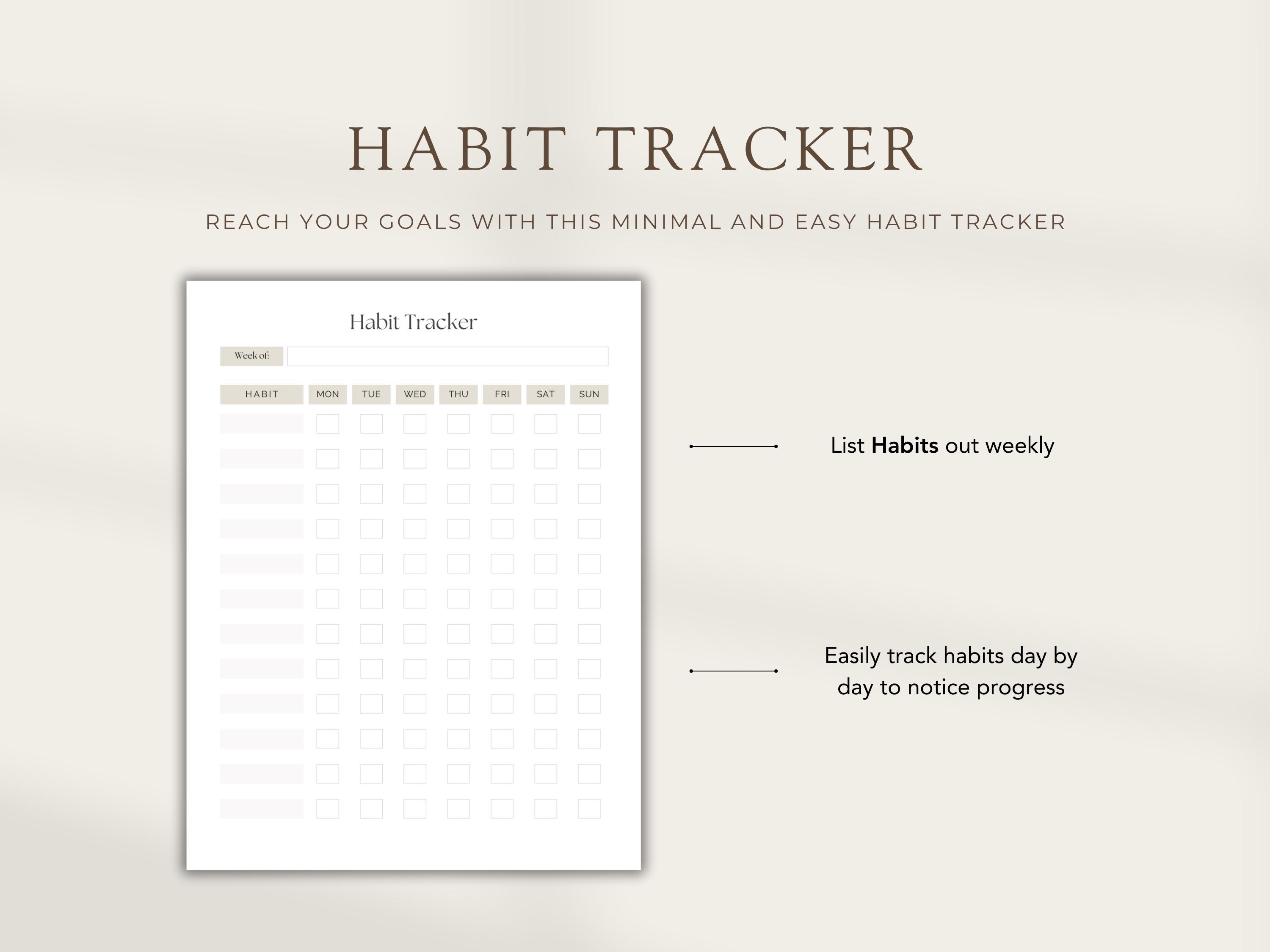 Weekly Habit Tracker Printable: Minimalist Routine Tracker (PDF) - Etsy