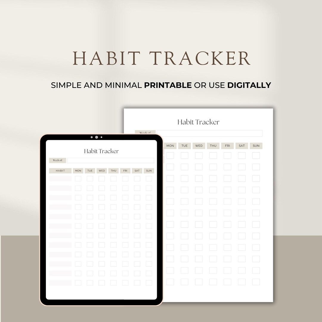 Weekly Habit Tracker Printable: Minimalist Routine Tracker (PDF) - Etsy