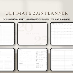 Digital Planner 2025 Goodnotes Minimalist Weekly Planner Digital Weekly Planner, Landscape Digital Planner iPad Daily planner