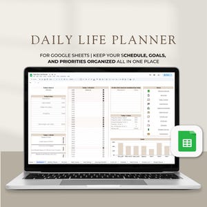 Daily Planner Spreadsheet for Google Sheets, To Do List, Monthly Calendar, Digital Planner, Daily Routine Task Tracker, To-do Work Planner