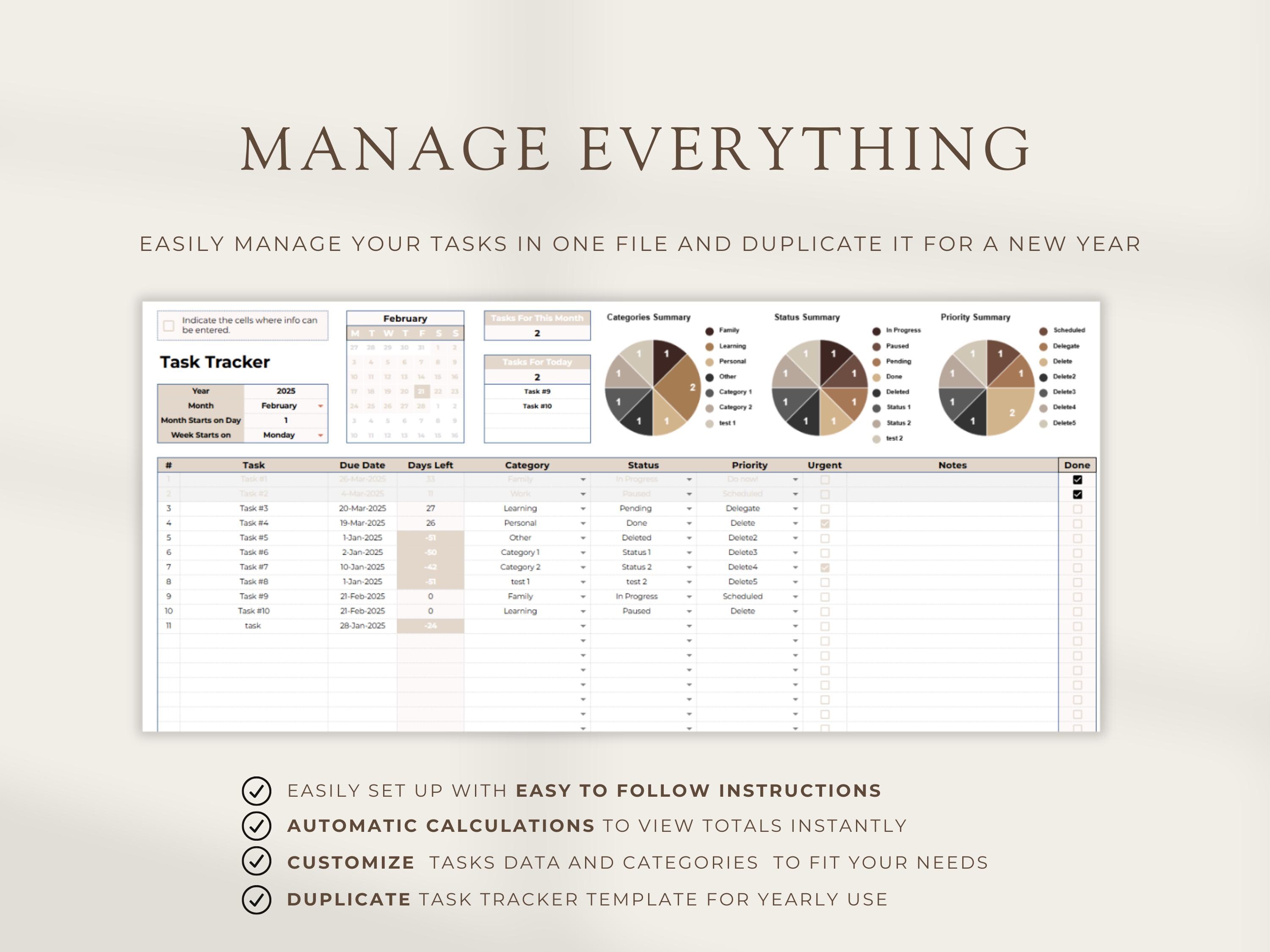 Task Tracker Google Sheet: Productivity & Task Management Template ...