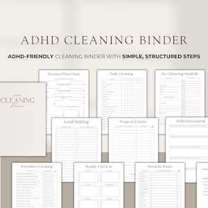 ADHS Putz-Planer Binder Bundle PDF Reinigungs-Plan für Zuhause Täglich Wöchentlich Monatlich Jährlich Checkliste Putz-Planer
