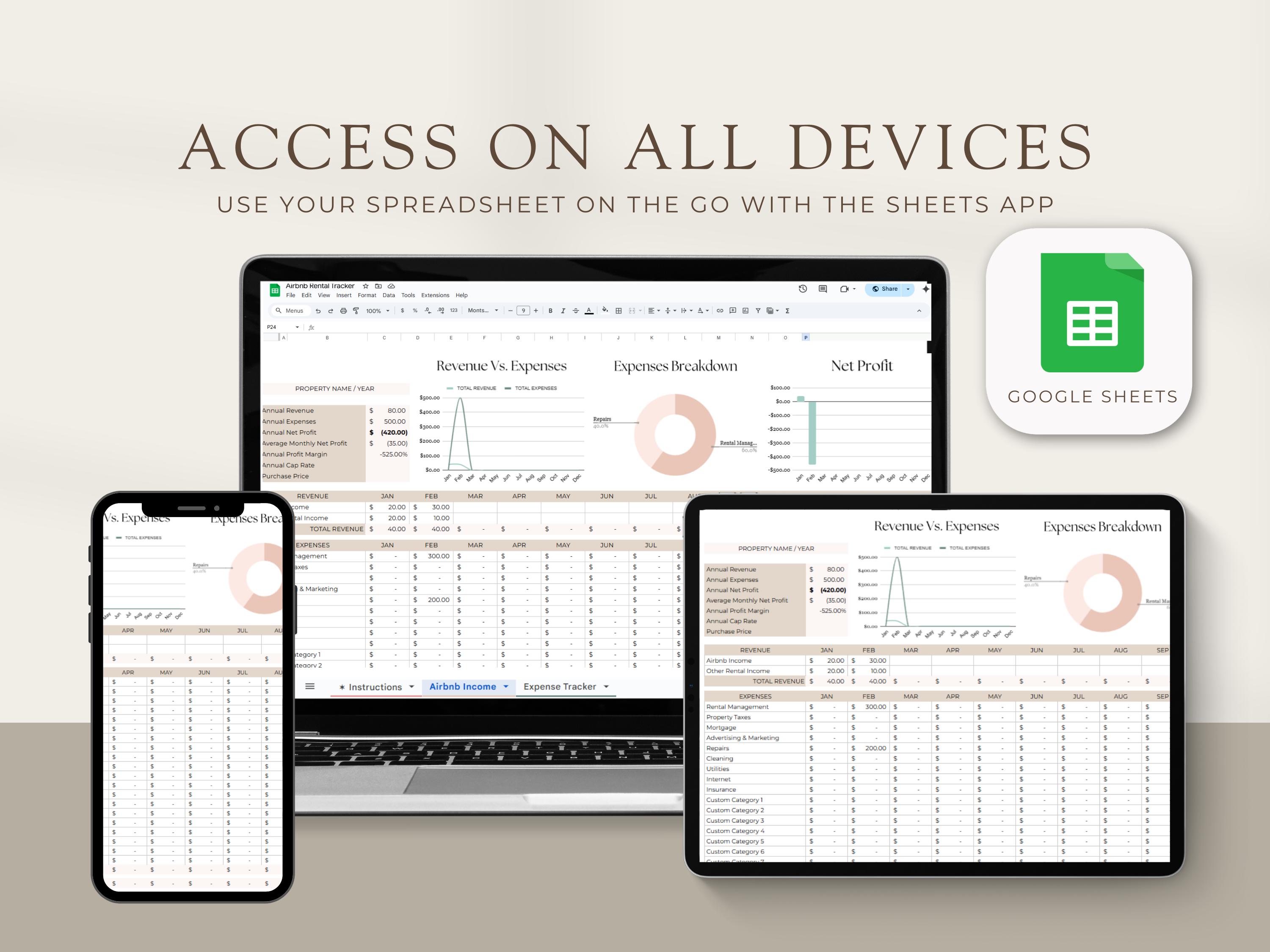 Airbnb Rental Tracker: Google Sheets, Income & Expense (digital ...