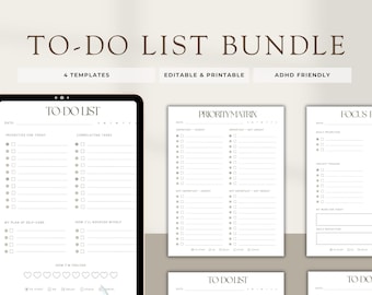 4-in-1 To-Do List Bundle: Printable Daily Planner (PDF)