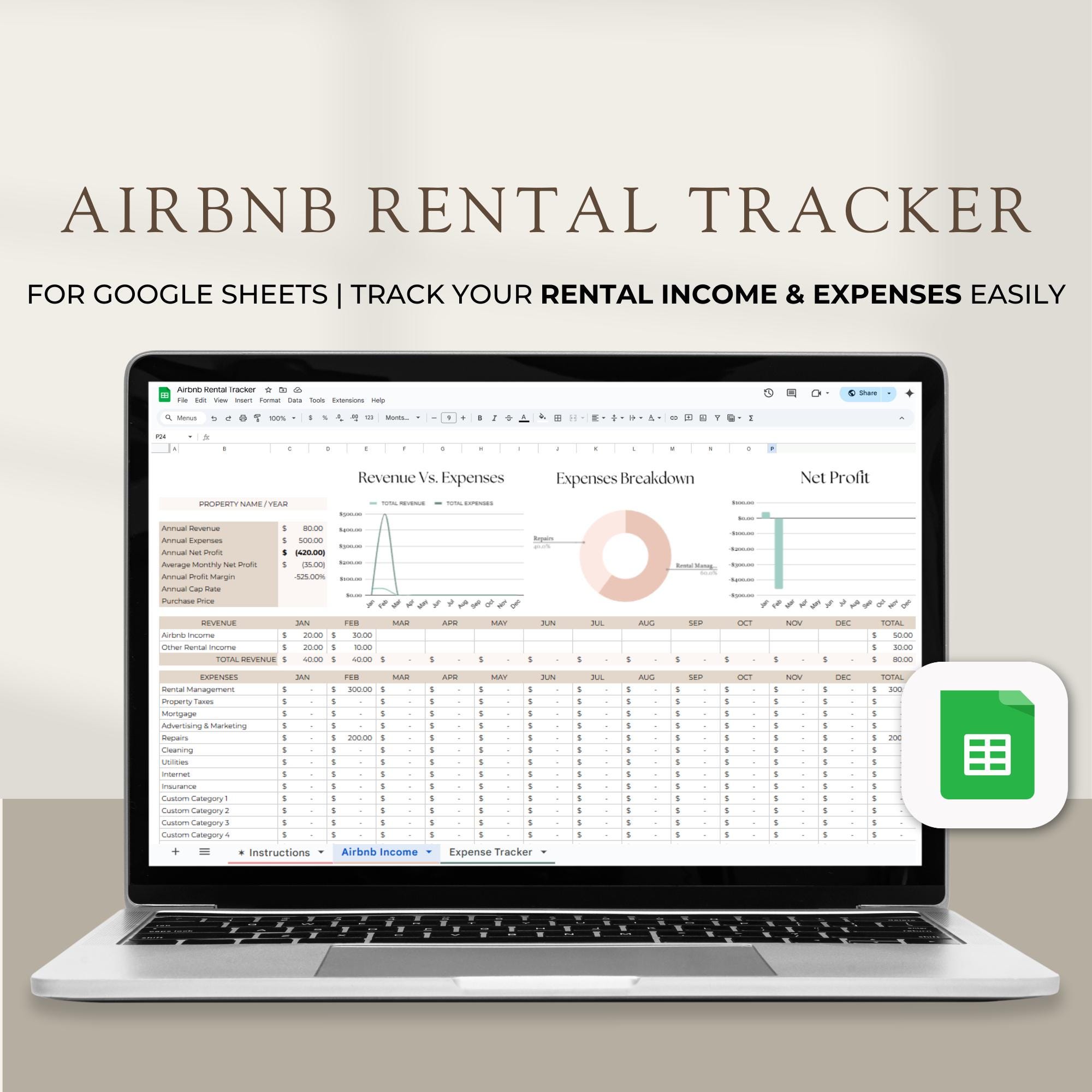 Airbnb Template Rental Google Spreadsheet Airbnb Host Template Vacation Rental Property Management Vrbo Airbnb Bundle Profit and Expenses