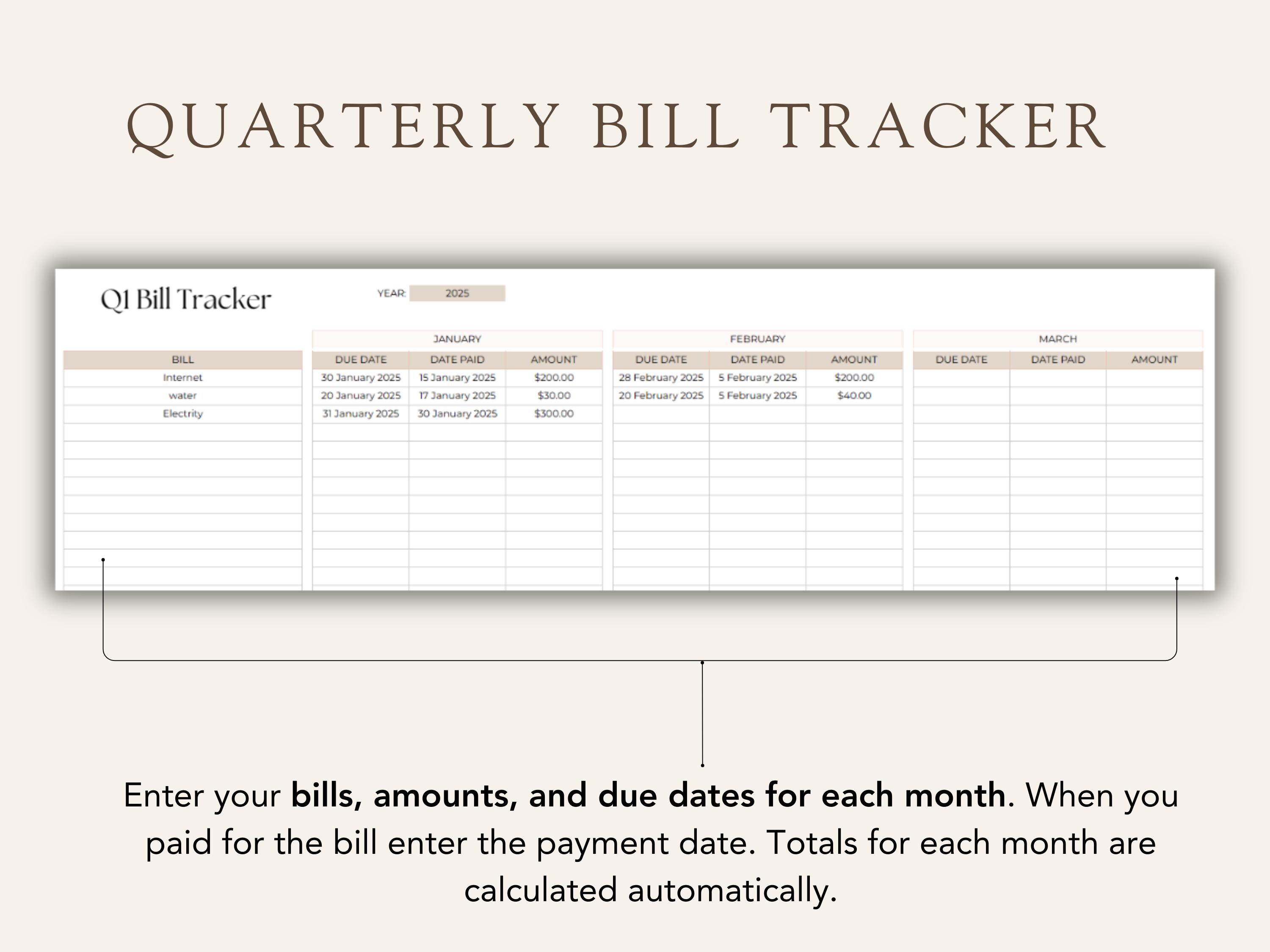 Bill Tracker Spreadsheet: Google Sheets & Excel Template - Etsy