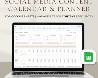 Planificador de contenido para redes sociales: Calendario de Hojas de cálculo de Google (descarga digital)