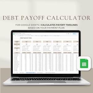 Seguimiento de pago de deudas Calculadora de deudas Hojas de cálculo de Google Plantilla de deuda de préstamos de tarjetas de crédito Plantilla financiera Planificador Hoja de cálculo