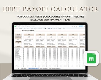 Debt Payoff Calculator: Google Sheets Financial Planner (Digital Download)
